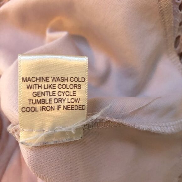 LIBERTY LOVE dusty rose pink‎ chevron lace crochet maxi dress woman’s size S - Picture 6 of 6